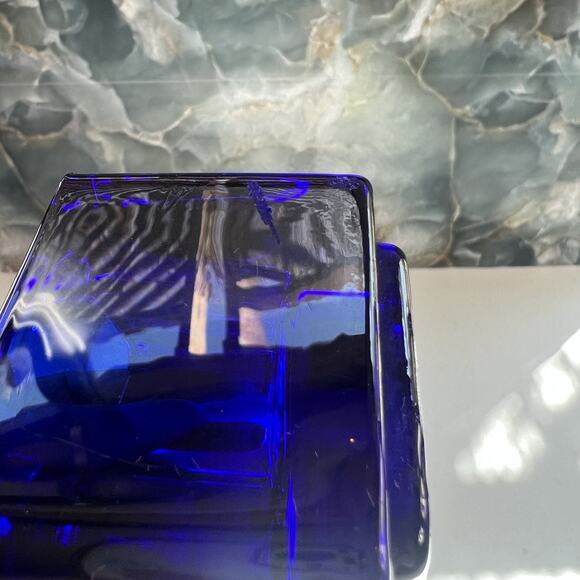 Unbranded Candlestick Holders Set of 2 Square Cube Cobalt Blue 2.5 x 2 - Picture 4 of 9